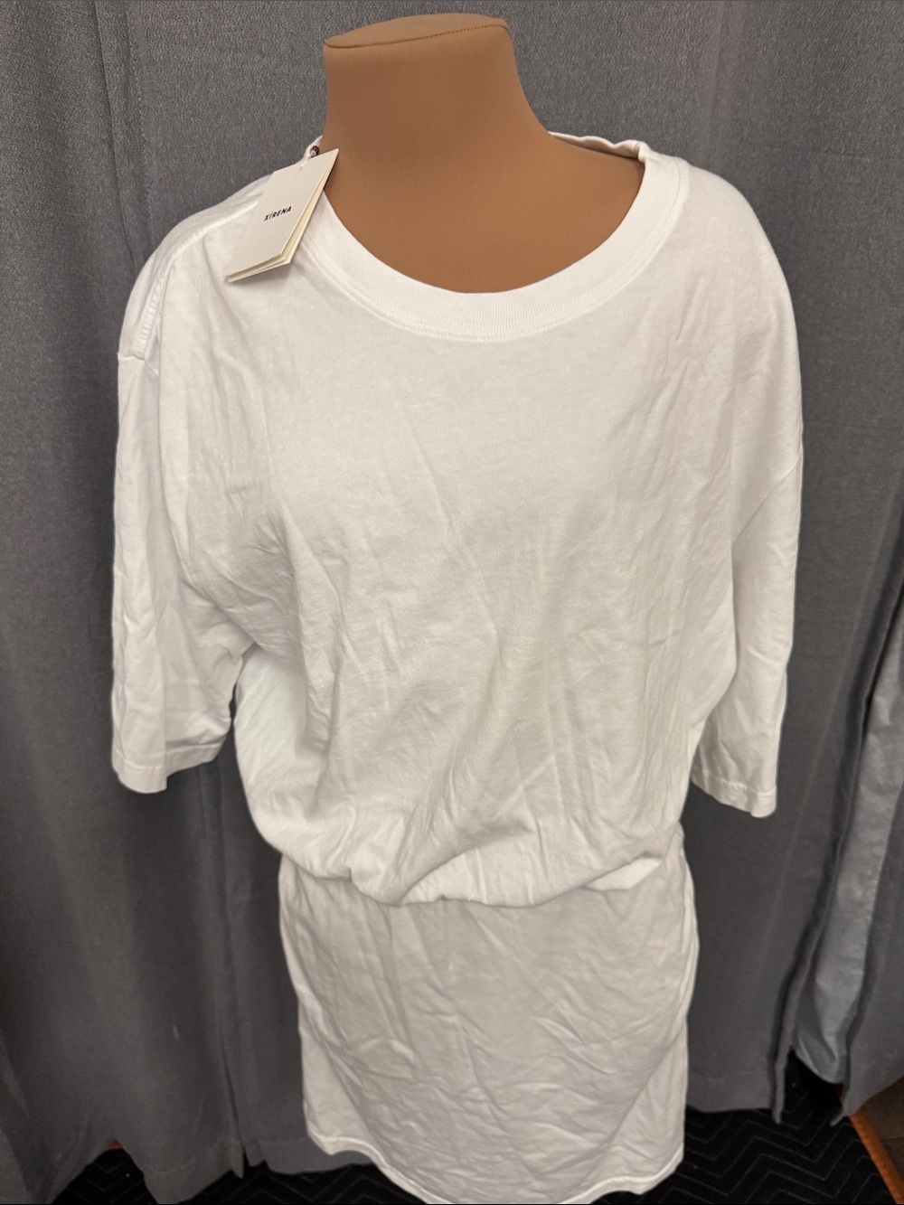 XIRENA Women's White Crewneck Short Sleeve Tee Dress